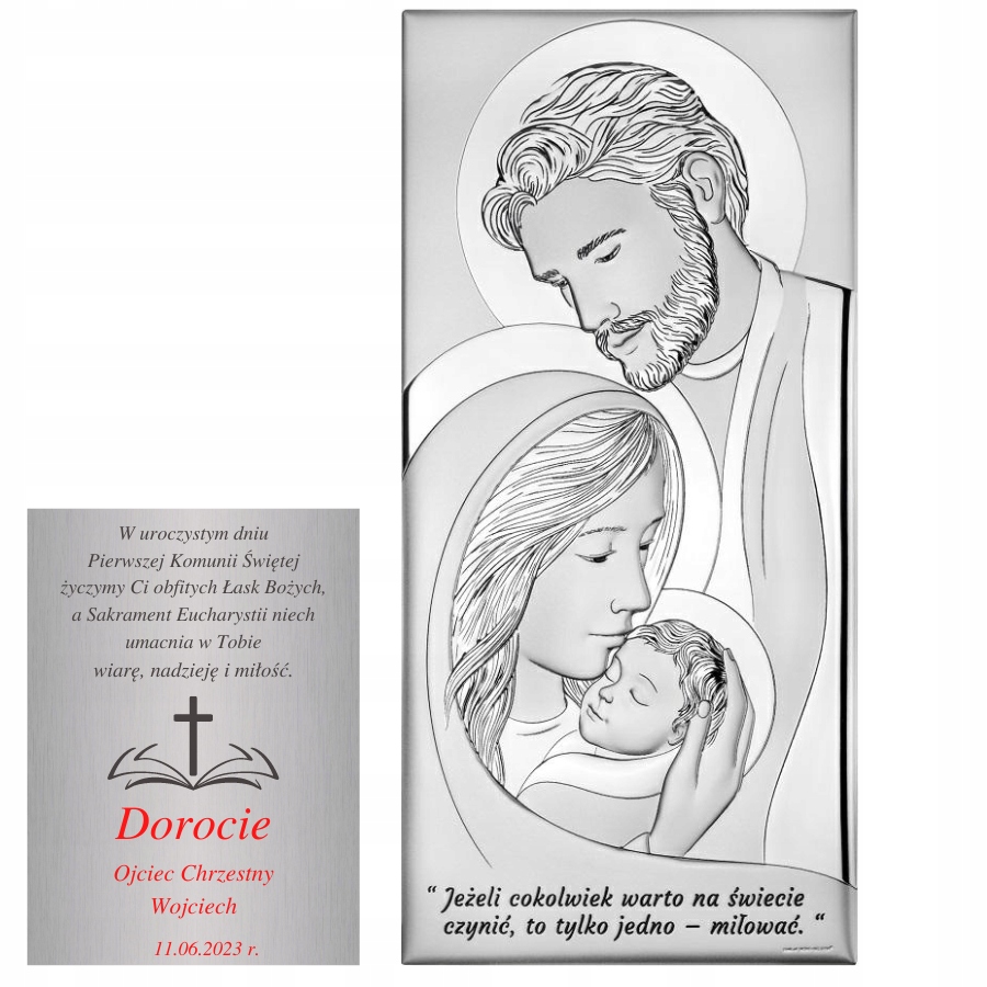 Obrázek stříbrný Svatá rodina 12x24 cm