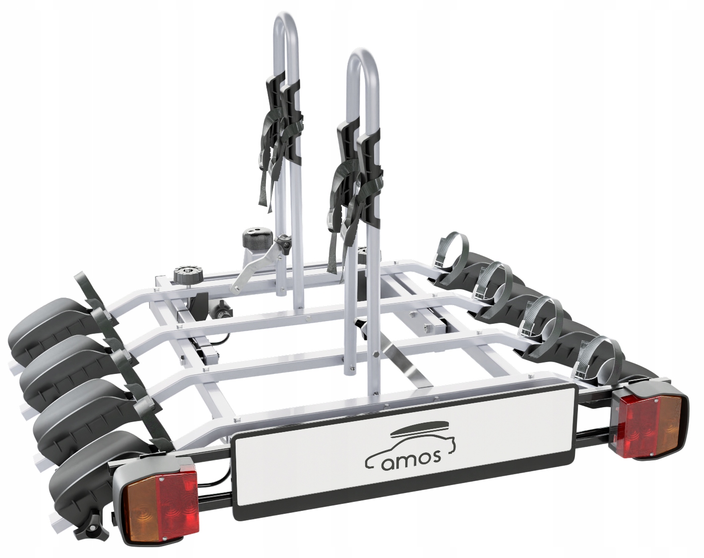 ZAMYKANY BAGAŻNIK PLATFORMA UCHWYT ROWEROWY NA HAK 4 ROWERY DO 75kg UCHYŁ Producent AMOS