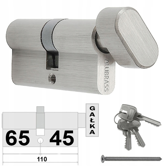 

Wkładka Gałka 45/65 Alubrass Nikiel Satyna