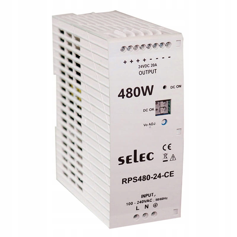 Zasilacz na szynę DIN RPS480-24 (480W; 24V; 20A) Selec