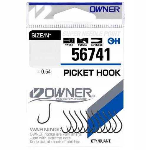 Haczyki Owner Picket Hook Bezzadziorowe Z Oczkiem Spławikowe #14 12szt.