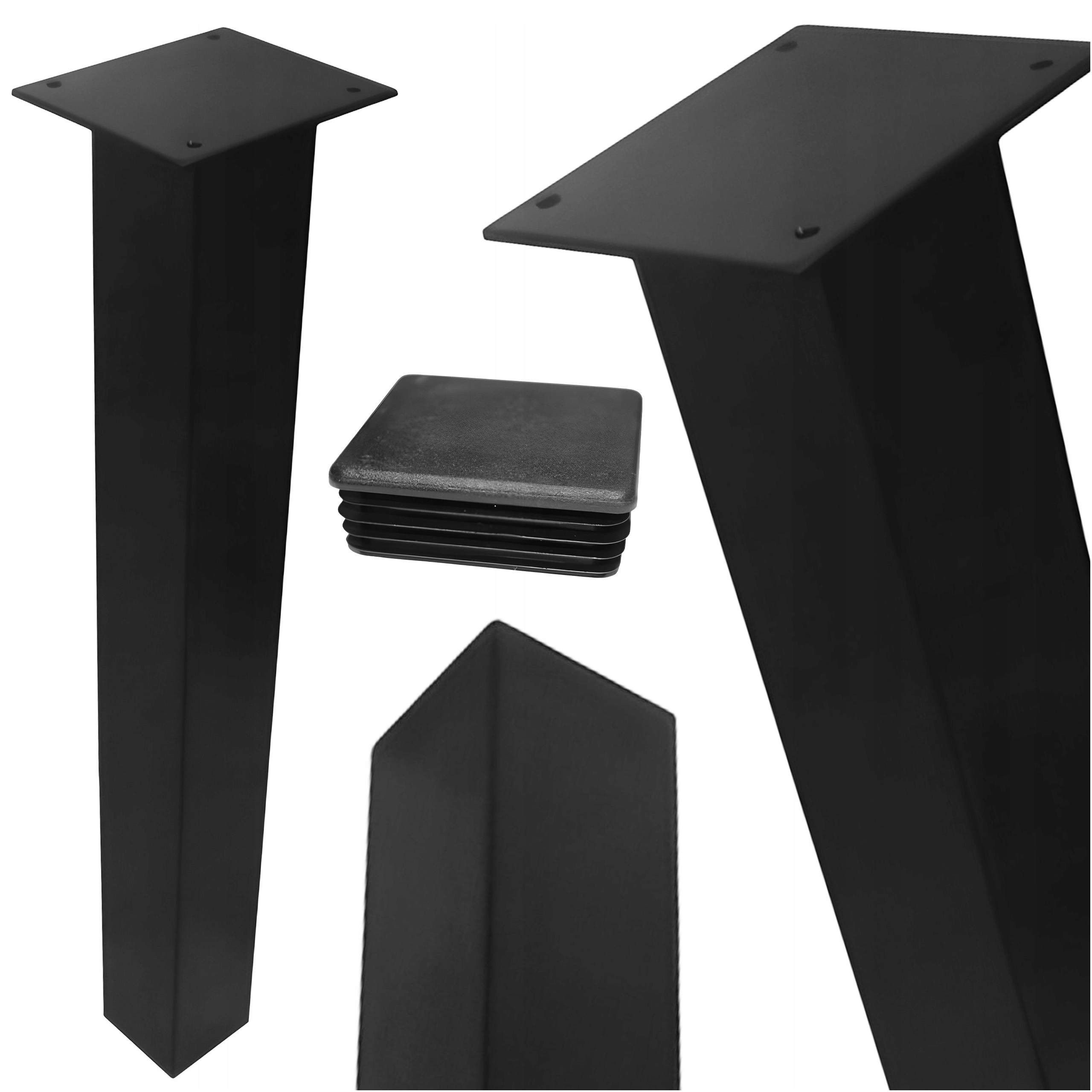 Noga Metalowa 72cm profil 6x6 Do Stołu Biurka Czarna Gruba Blacha NI-66/1
