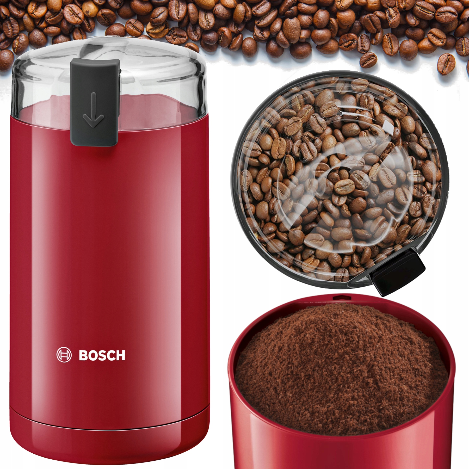 Elektryczny Młynek Do Kawy Bosch Czerwony 180W Moc 150g/min