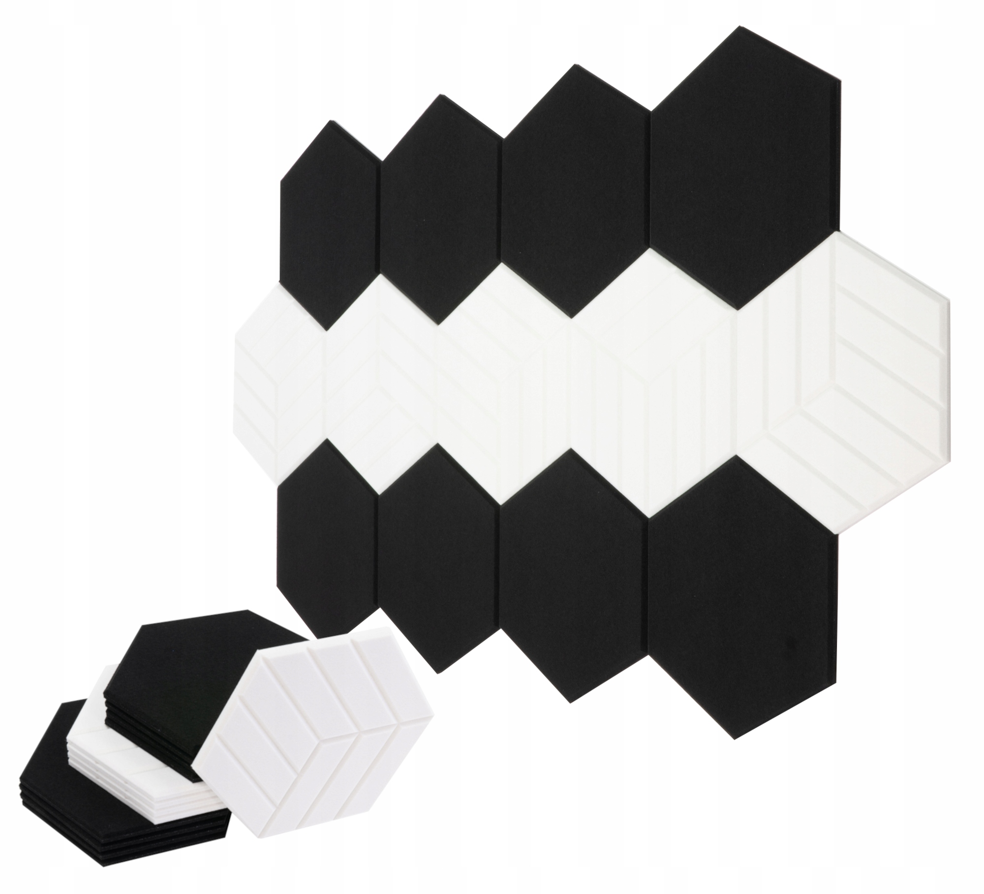 Sada akustických Plstěných panelů 13ks šestiúhelník 1,2 cm, kancelář, atesty