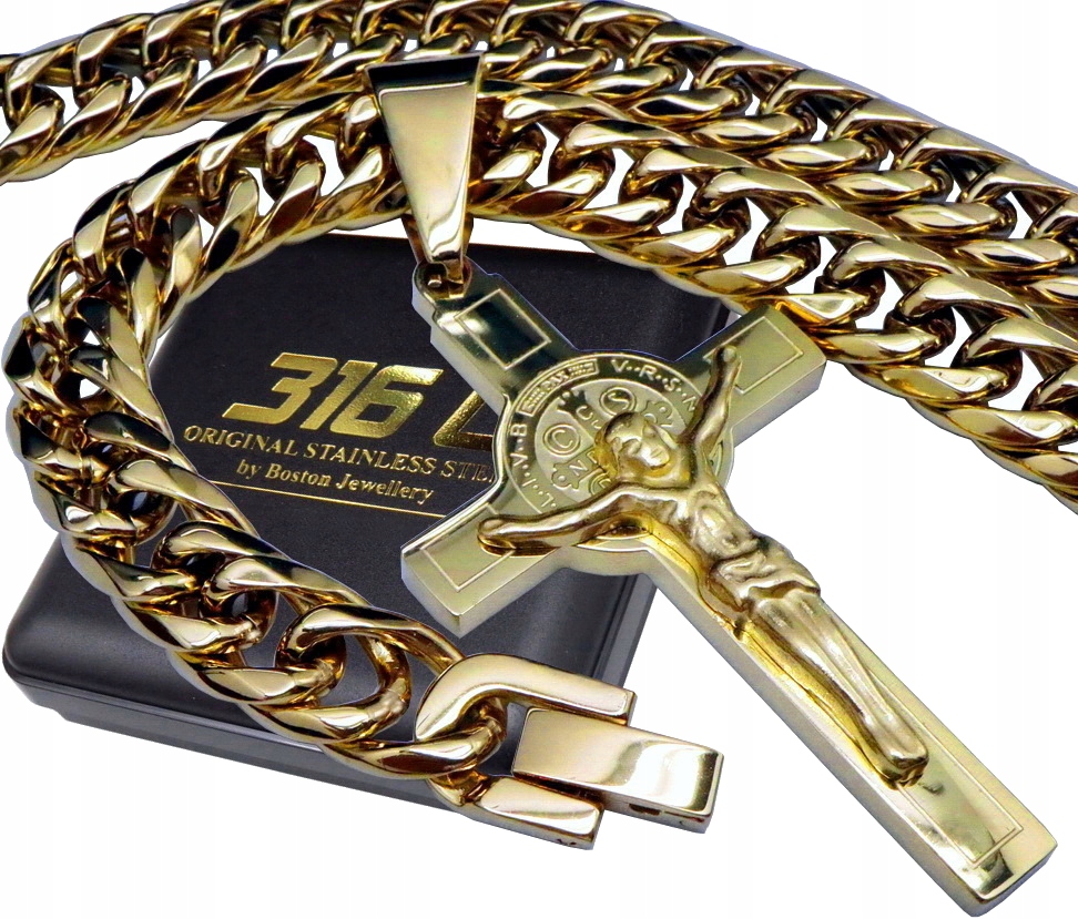 

Złoty Łańcuszek Z Krzyżykiem Stal Chirurgiczna 9MM