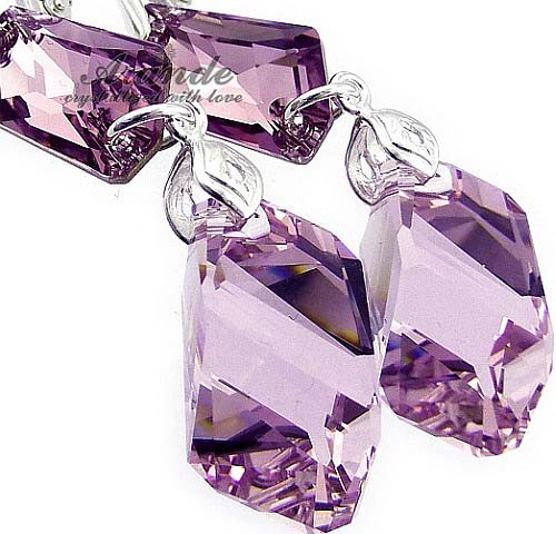 Krásné krystaly Dlouhé Náušnice Light Amethyst