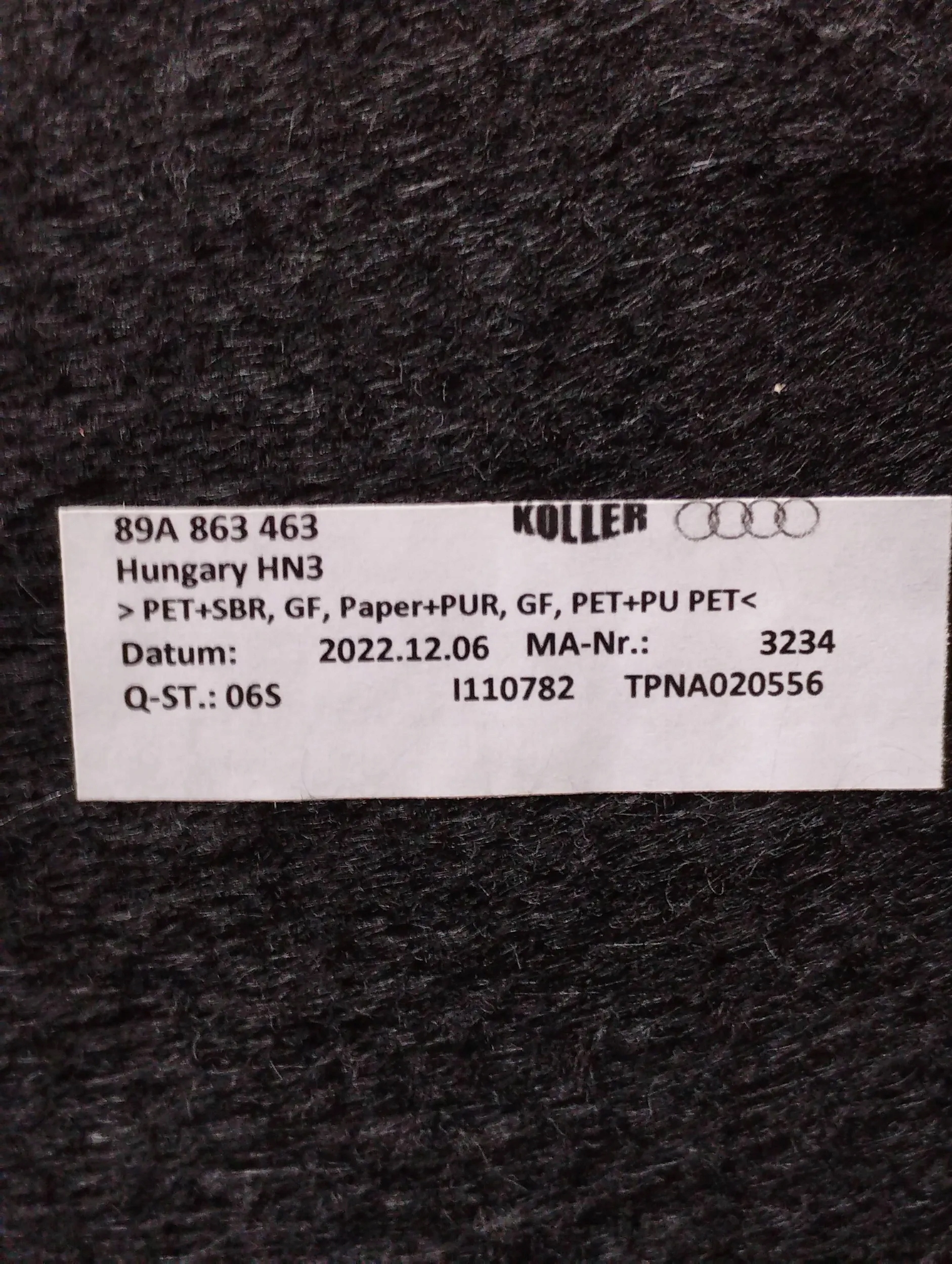 Audi Q4 e-tron PODLAHA kufru 89A863463
