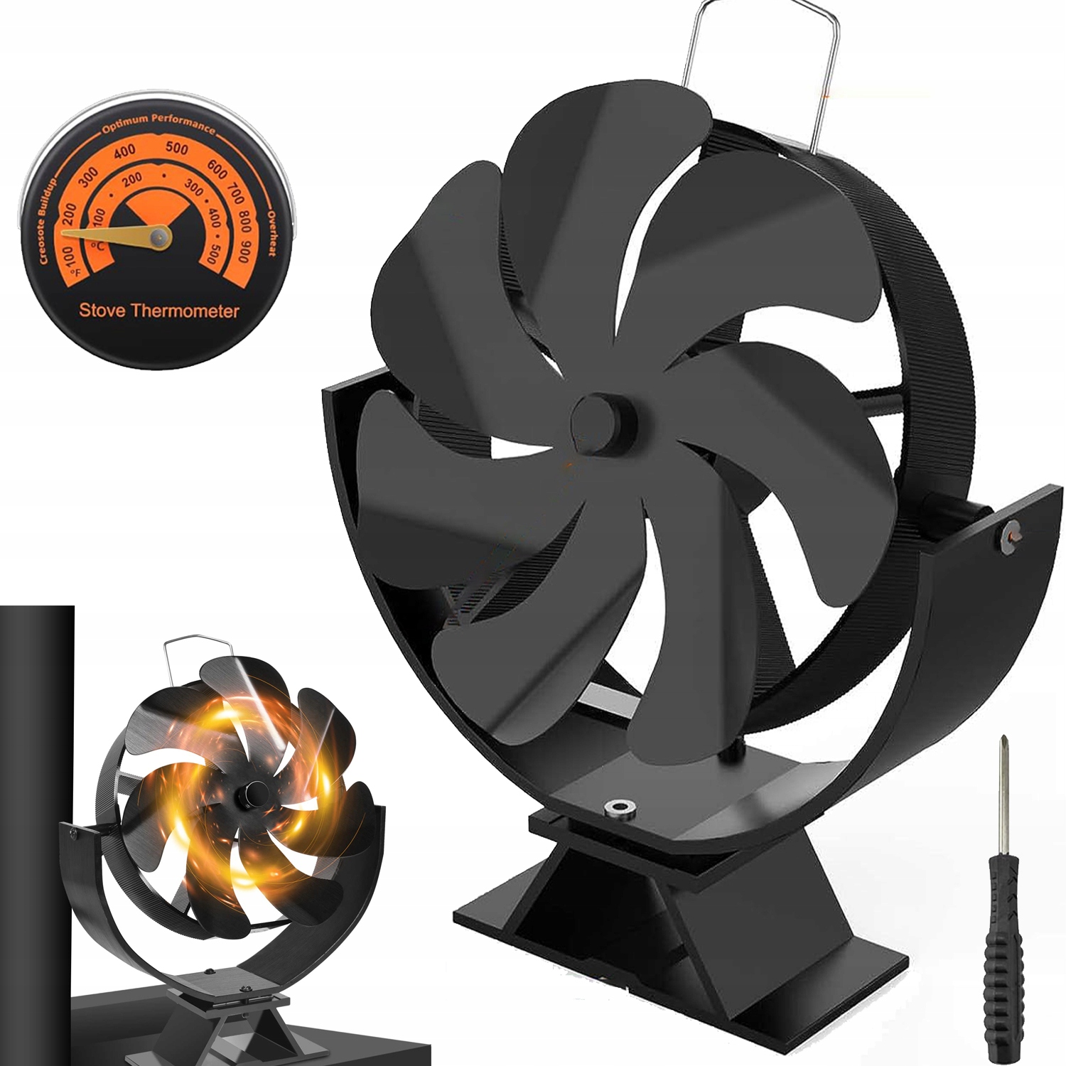 WENTYLATOR WIATRAK KOMINKOWY ZASILANY CIEPŁEM 7ŁOPATKAMI Marka Bedee