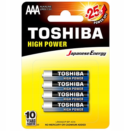 Baterie Aaa LR03 1,5V alkaliczne – zestaw 4 szt. – Toshiba