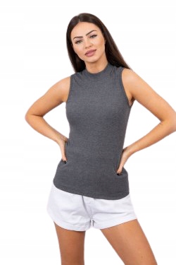 

Bluzka Damska Bez Rękawów Lato T-shirt grafitowa