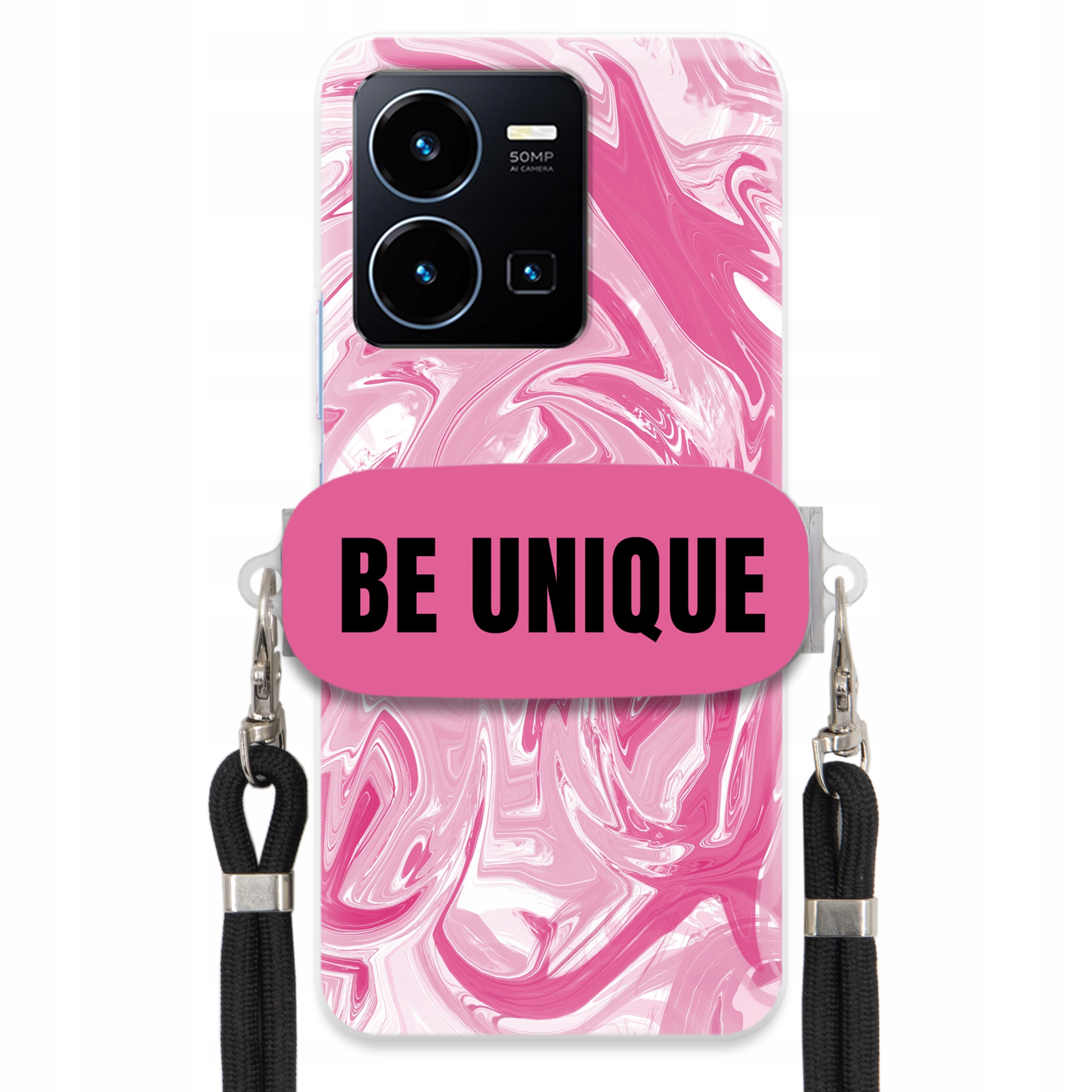 pouzdro na Vivo Y22S PouzdroCase Uchyt Šňůra Černá Růže Mramor Unique