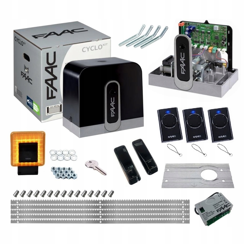 FAAC Zestaw CYCLO C720 do 400 kg + 3 PILOTY + LAMPA XLED + LISTWA 5M