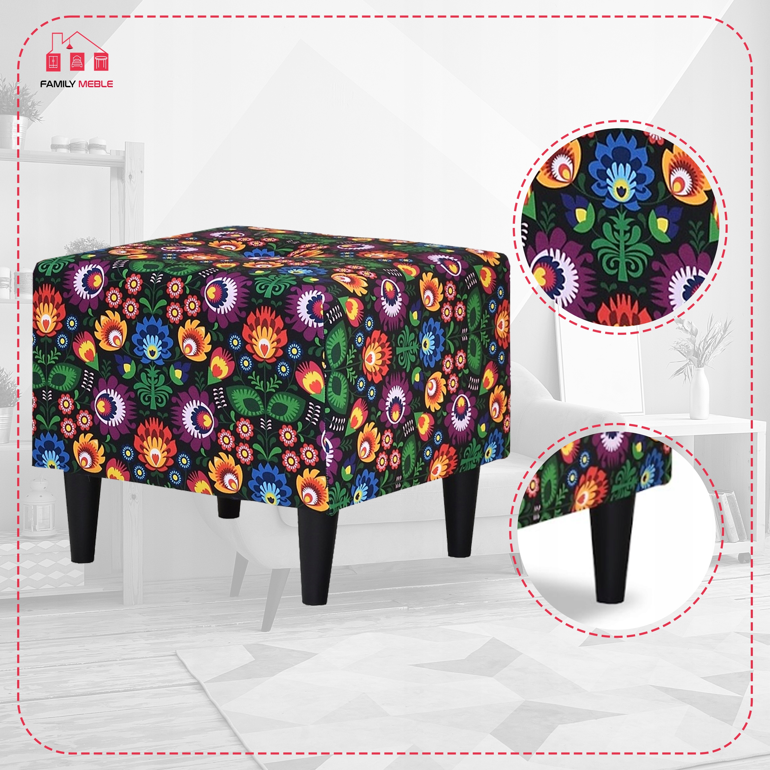 Pufa puf podnóżek siedzisko Ari Print Family Meble Kod producenta PUFA M 77