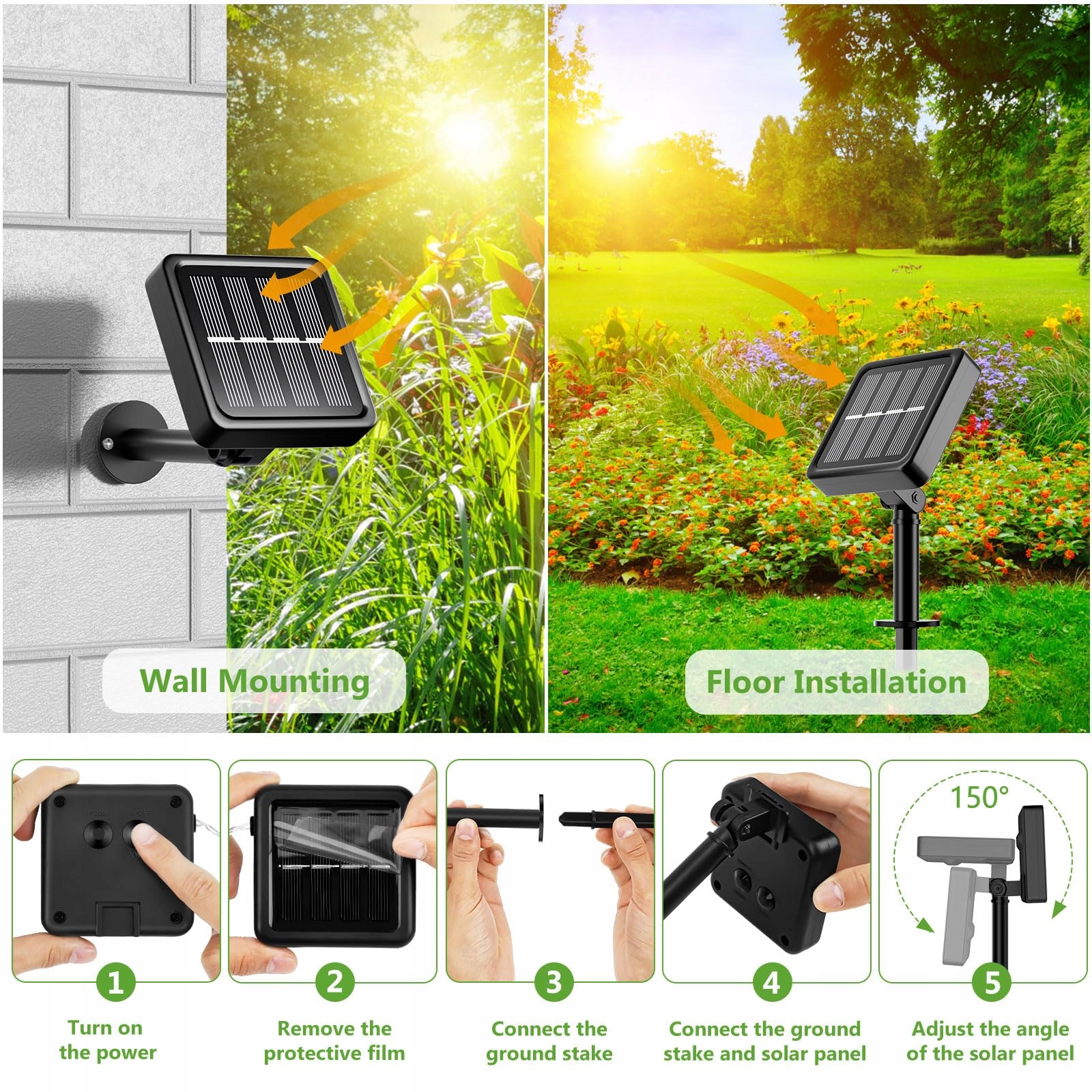 SOLAR LAMPKI OGRODOWE WODOODPORNE GIRLANDA ŚWITLNA ŁAŃCUCH LED 3x12 120LED — miniatura 6