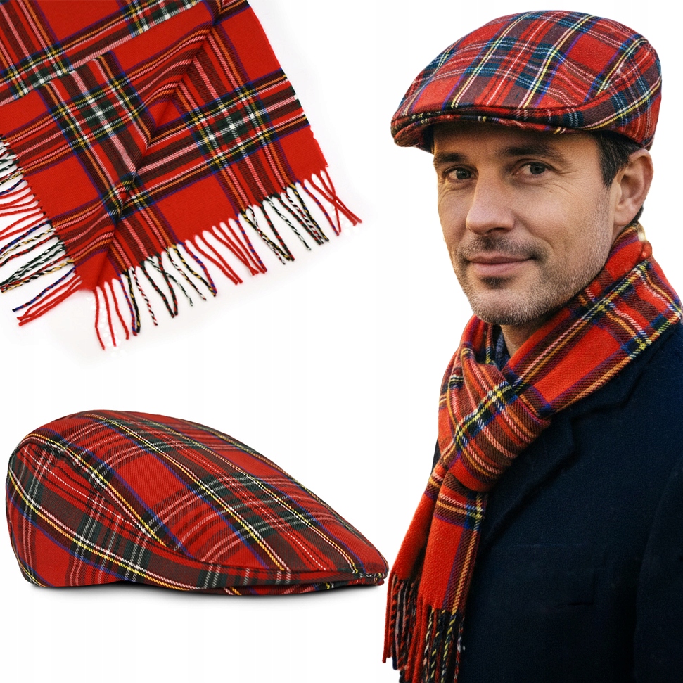 Pánský kašpárek a šátek se skotskou kostkou Stylový komplet Ideální na Vánoce