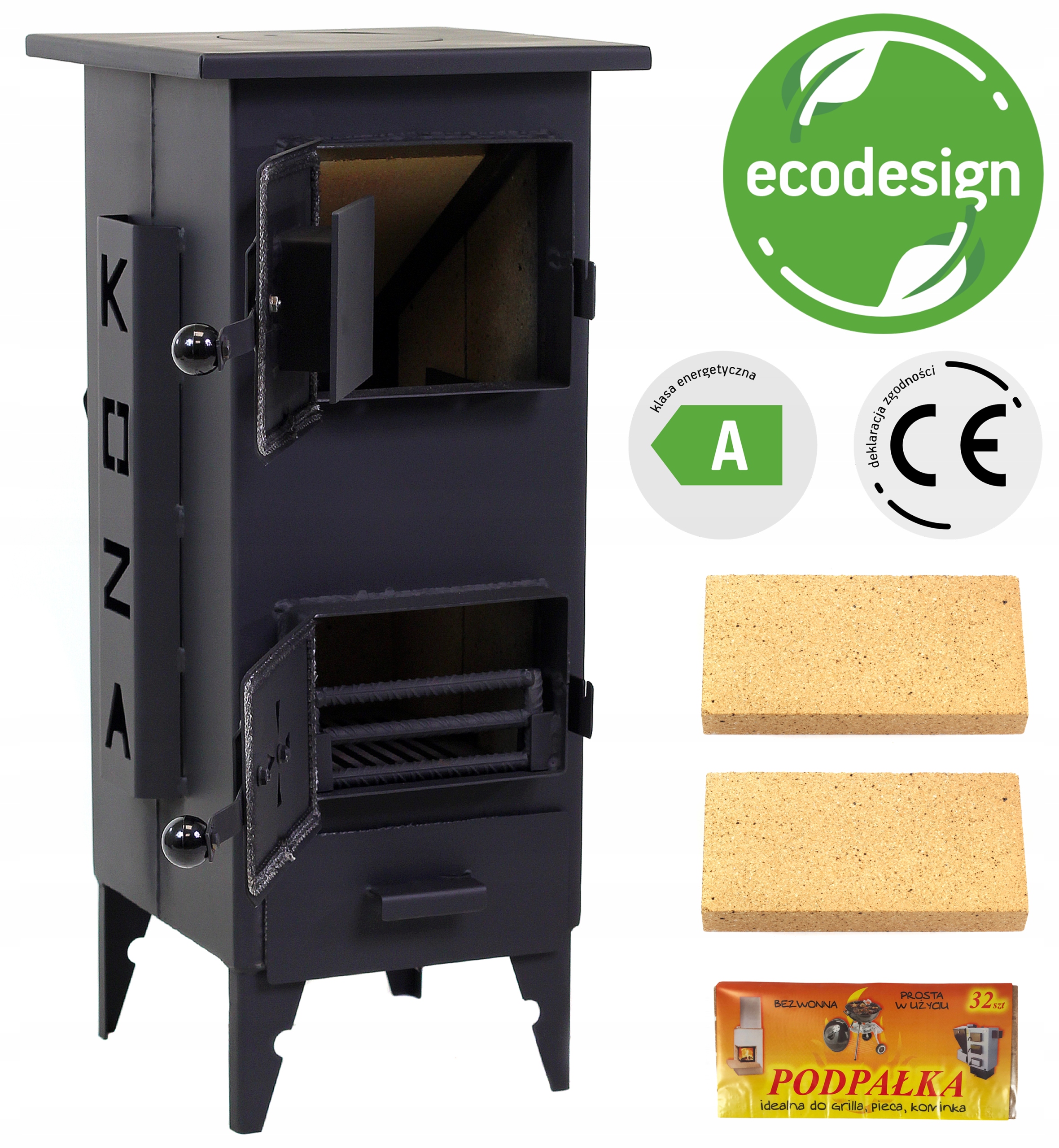 Piec koza piecyk szamotowy 13 cegieł 6,5 kW Atest Ekodesign szamociak ruszt