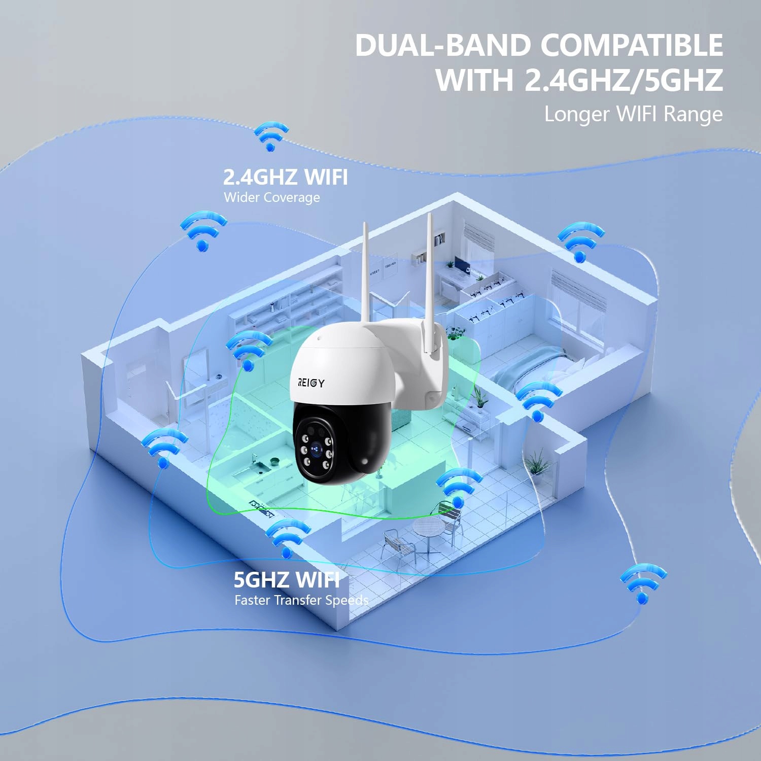 REIGY Kamera Zewnętrzna 5MP WLAN PT IP66 Nocna Wizja Audio 2-Way NVR — miniatura 4