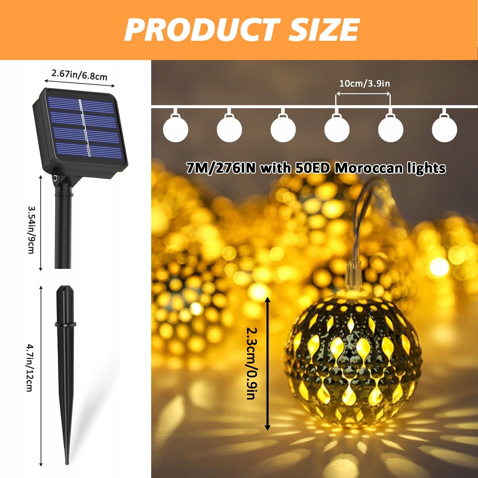 Marokańska Girlanda Solarna LED Kule Zewnętrzna Wodoodporna 7,5M 50 LED SON — miniatura 2