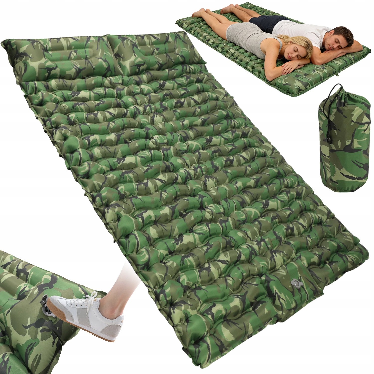 Turistická Karimatka Nafukovací Matrace Na Spaní 200 X 130 CM S Pumpičkou