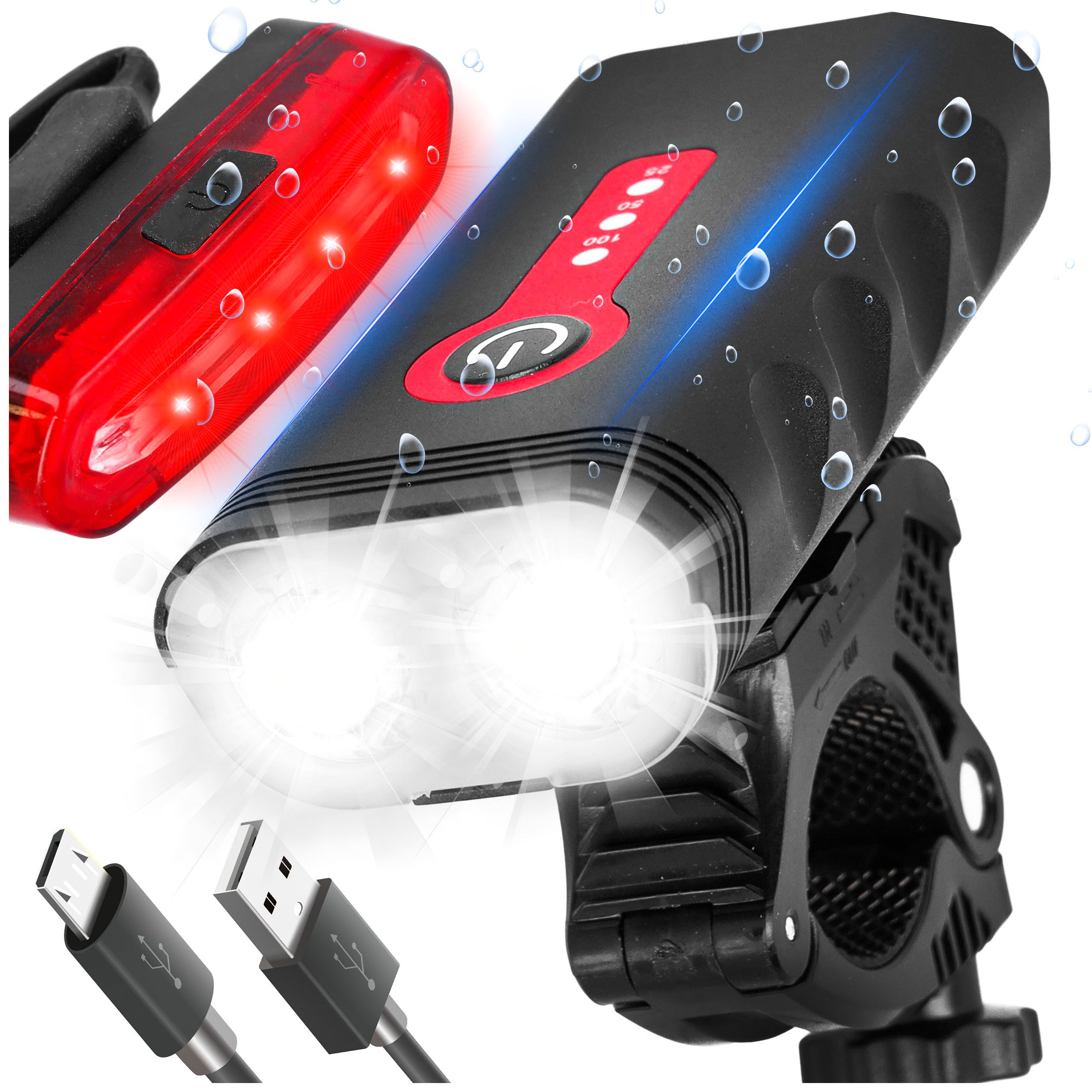 Lampki Rowerowe Zestaw Lampka Rowerowa Przednia Tylna Do Roweru Usb