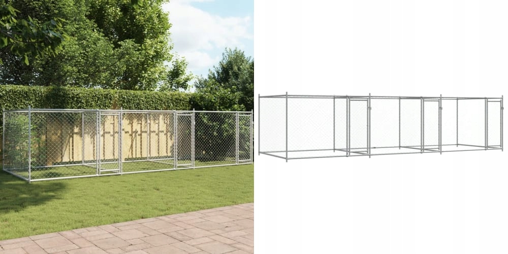 Levně Šedá, Klec pro psa, 6x2x1, 5 m, s dveřmi, ocel