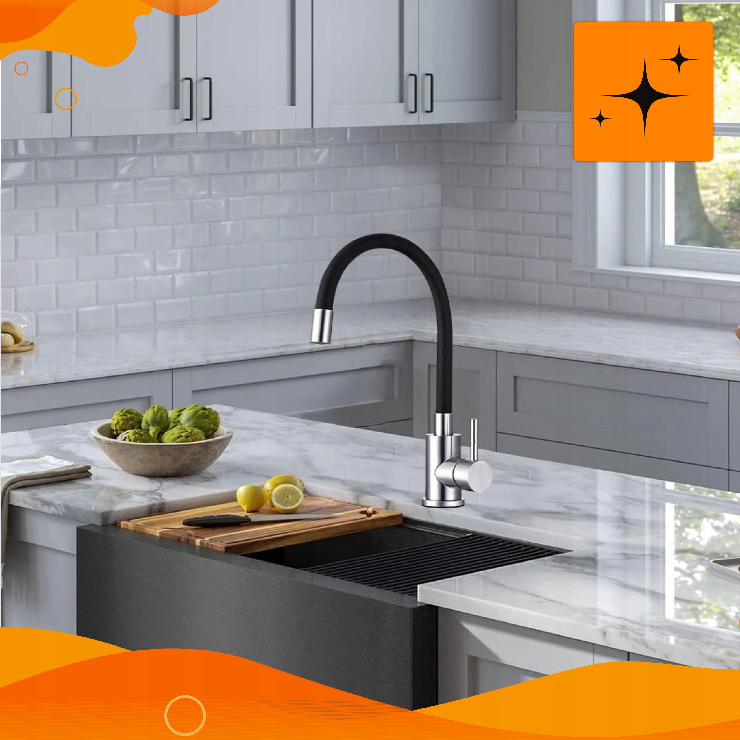 BATERIA KUCHENNA ZLEWOZMYWAKOWA WYCIĄGANA ELASTYCZNA WYLEWKA STOJĄCA CZARNA Typ montażu stojąca