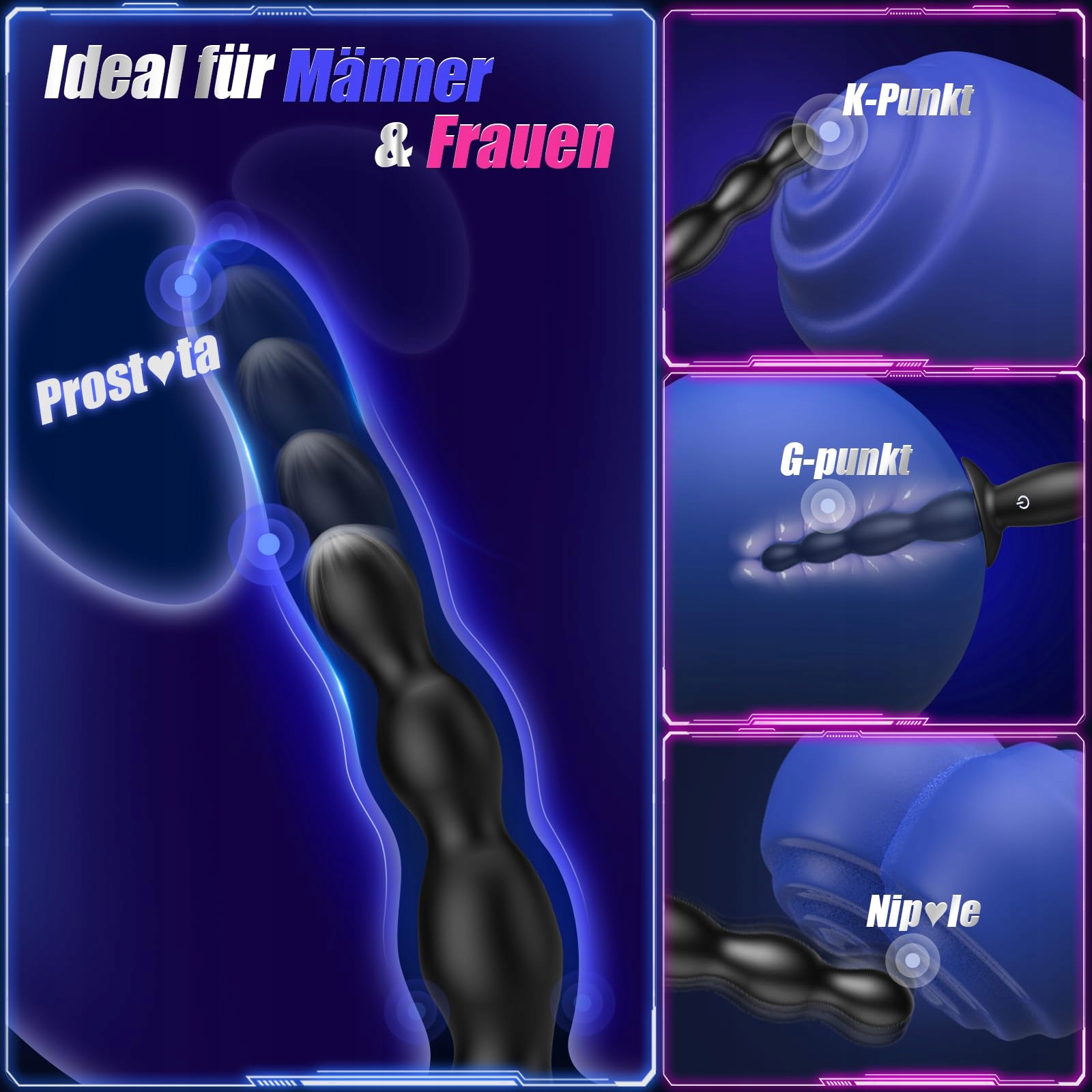 TAGNAFF Wibrator Analny Dildo Plug Dla Początkujących 9 Wibracji Prostata — miniatura 4
