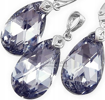 Krásný křišťálový komplet Comet 22MM Stříbro