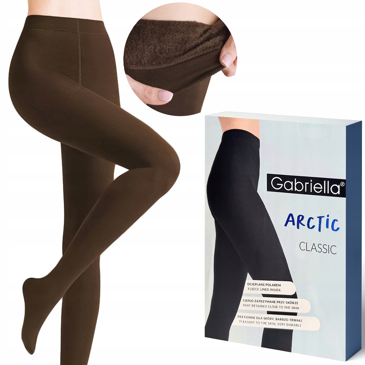 Punčocháče Zateplené Fleecové silné zimní Gabriella Arctic 500DEN Coffee 3