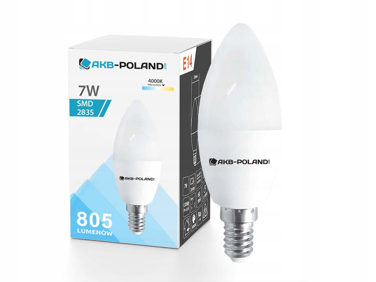 Żarówka LED E14 ŚWIECZKA 7W 60W 805lm NEUTRALNA