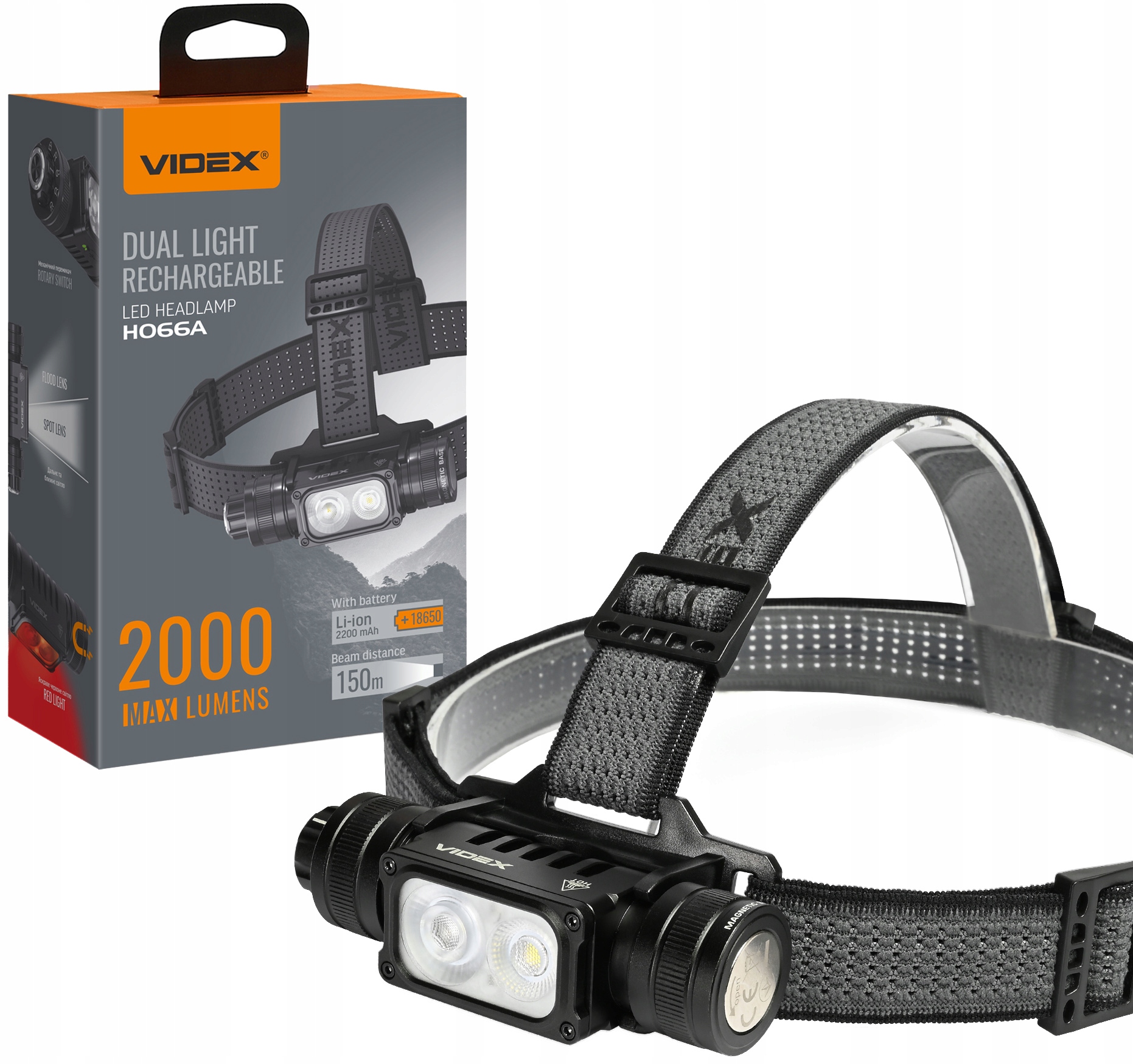 Latarka Czołowa Czołówka Led 20W 10W 2000LM 5000K Aku 18650 2200mAh