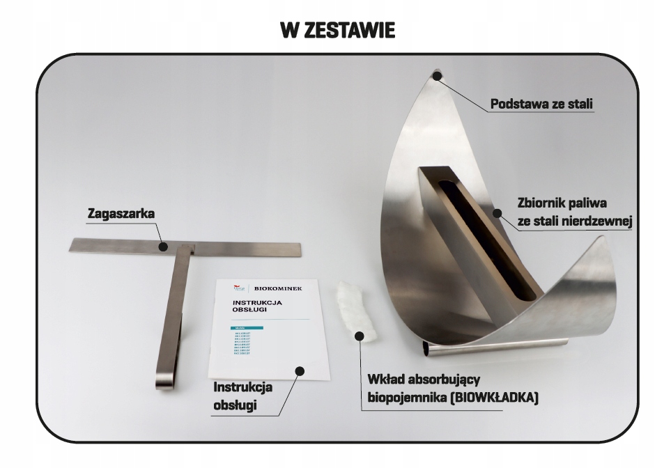 Biokominek Omega zestaw