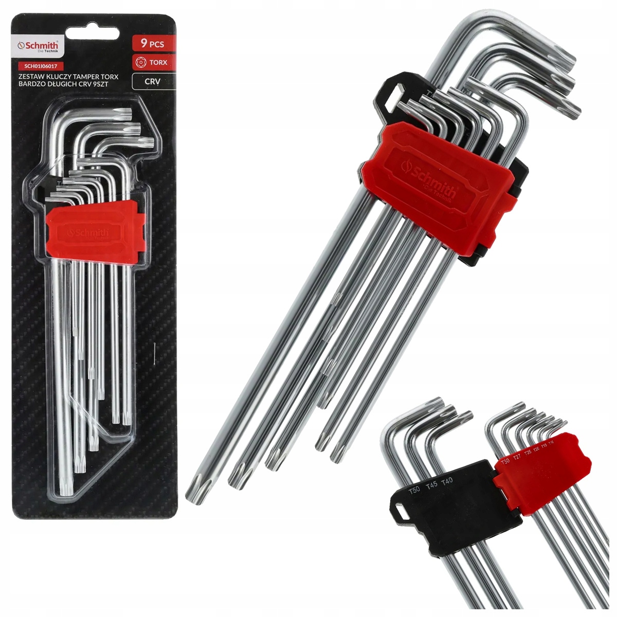 Schmith Klucze imbusowe Torx 1,5-10 b. długie Crv zestaw 9 szt. SCH01I06017
