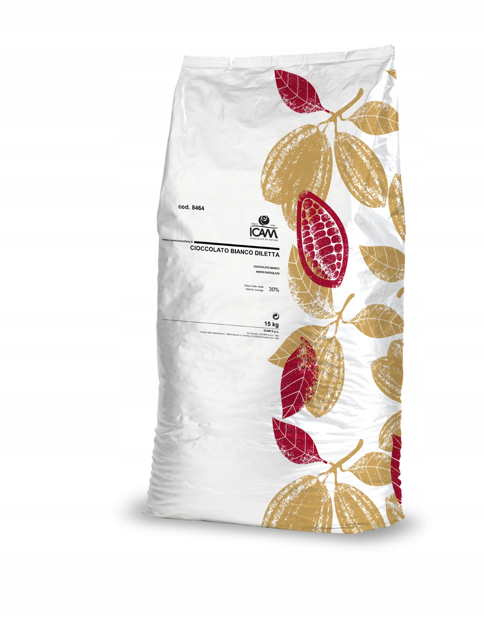 Czekolada bezglutenowa biała 24% 15kg Icam