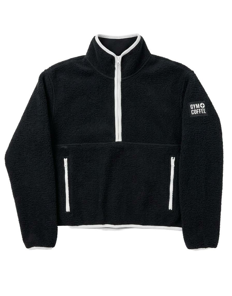 Czarny Polar Z Zamkiem Białe Przeszycia Naszywka Logo Gym Coffee Xs