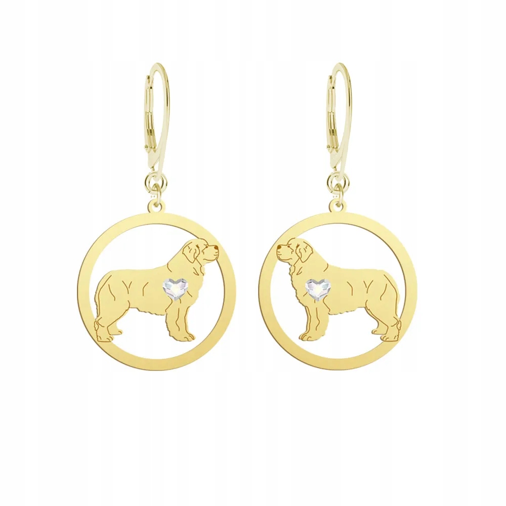 Náušnice Zlaté s pejskem Novofundland 925 Šperky jako Dárek Žena Gravírování