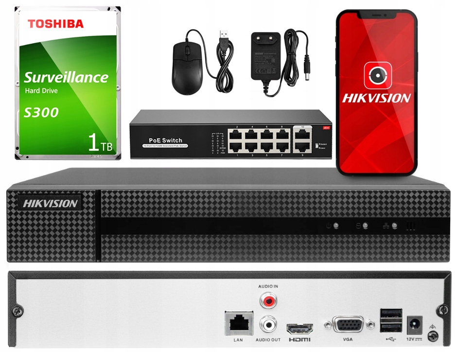 

Rejestrator Ip Hikvision 8ch Switch PoE Dysk 1TB