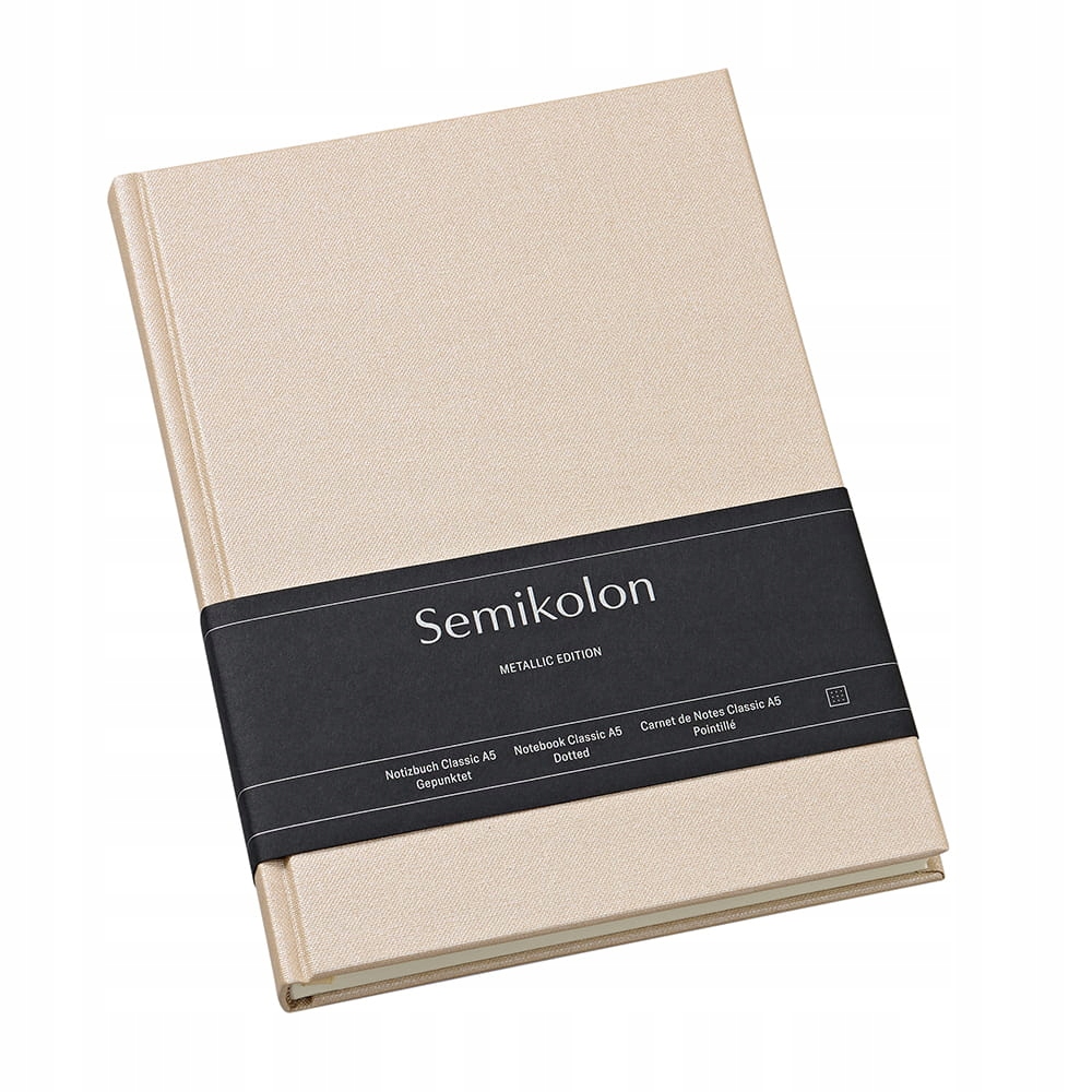 Notatnik Semikolon A5, kropki, Satin Champagne