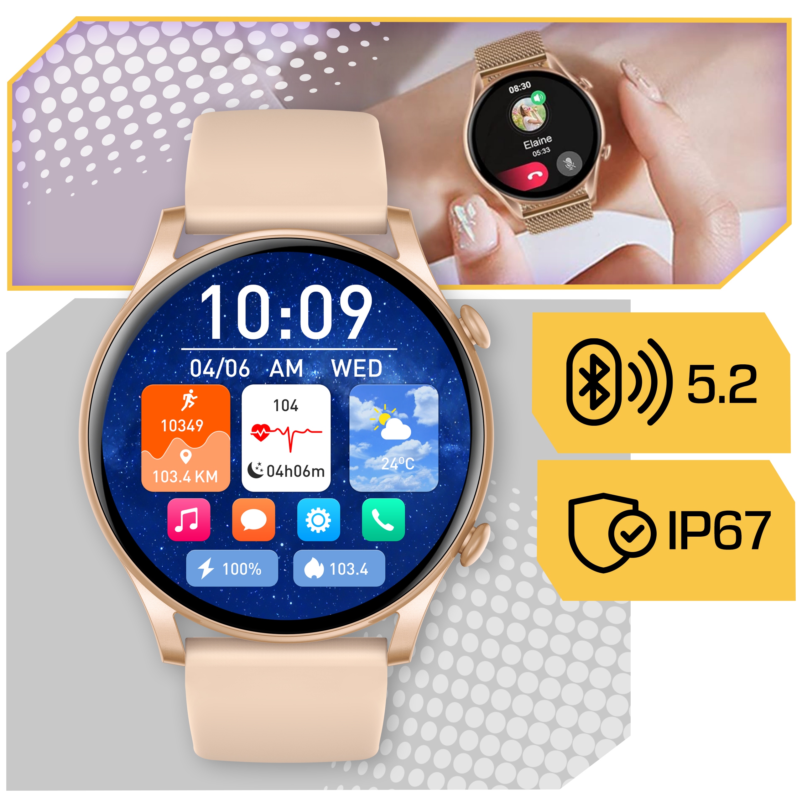 SMARTWATCH DAMSKI ZEGAREK PL MENU ROZMOWY SMART WATCH WODOODPORNY Stan opakowania oryginalne