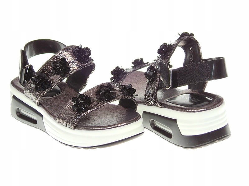 Piękne Sandałki na platformy kwiaty Grey r. 38 Rozmiar 38