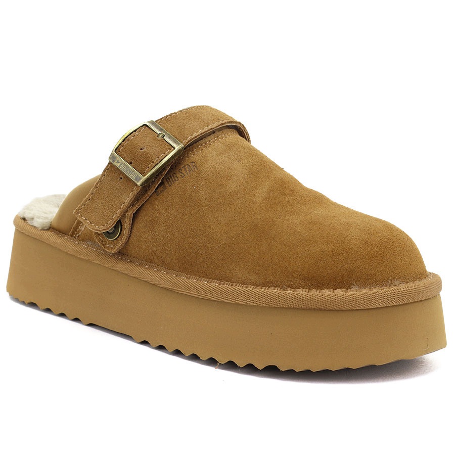 Dámské kožené sandále zateplené na platformě camel Big Star UU274696 39