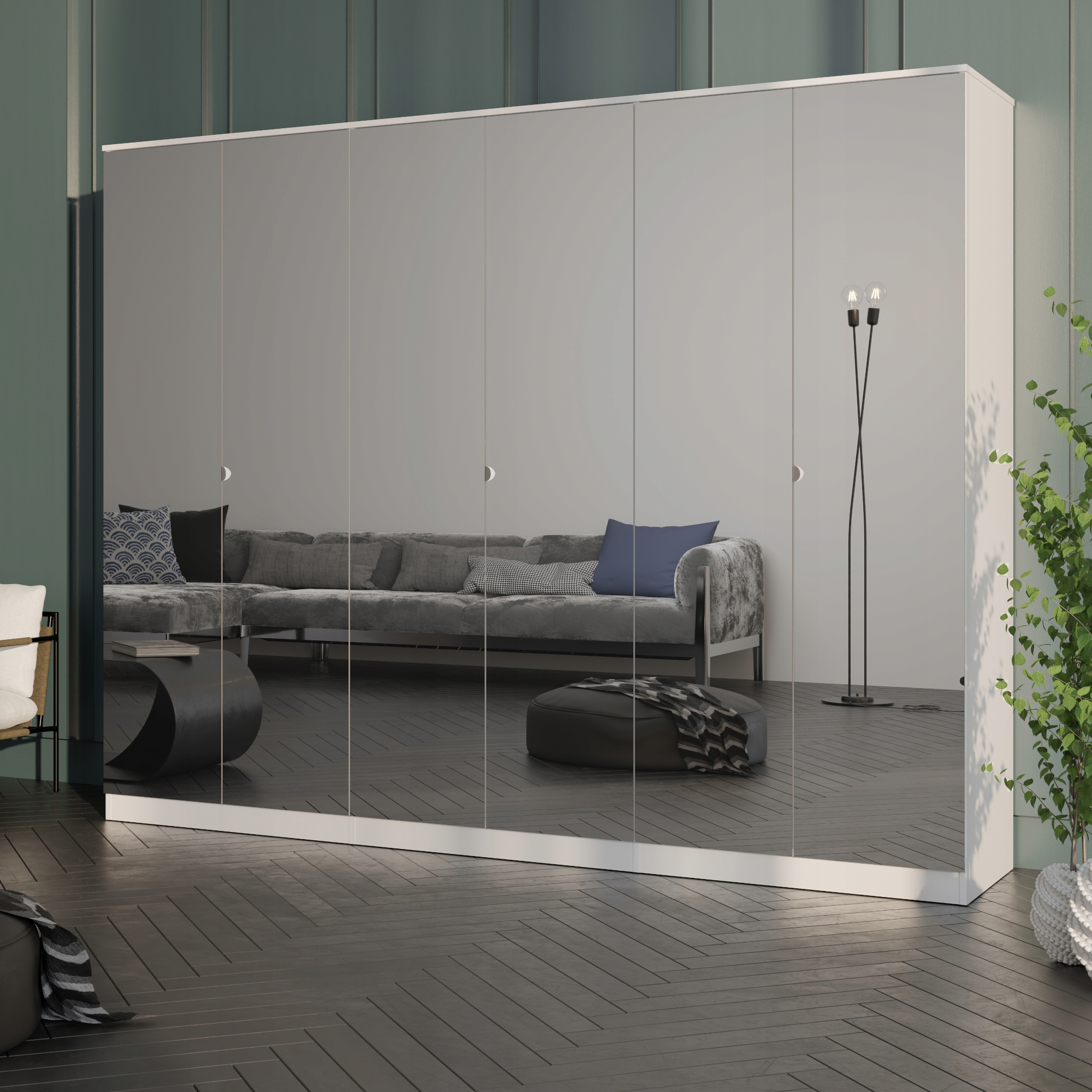 Szafa uchylna z lustrem Monza 6D 240 Biała