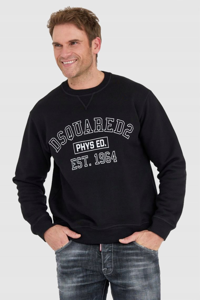 DSQUARED2 Czarna bluza męska z logo phys ed. S