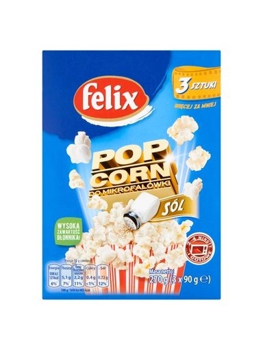 Levně 4x Felix Popcorn do mikrovlnné trouby solený 270 g (3 x 90 g)