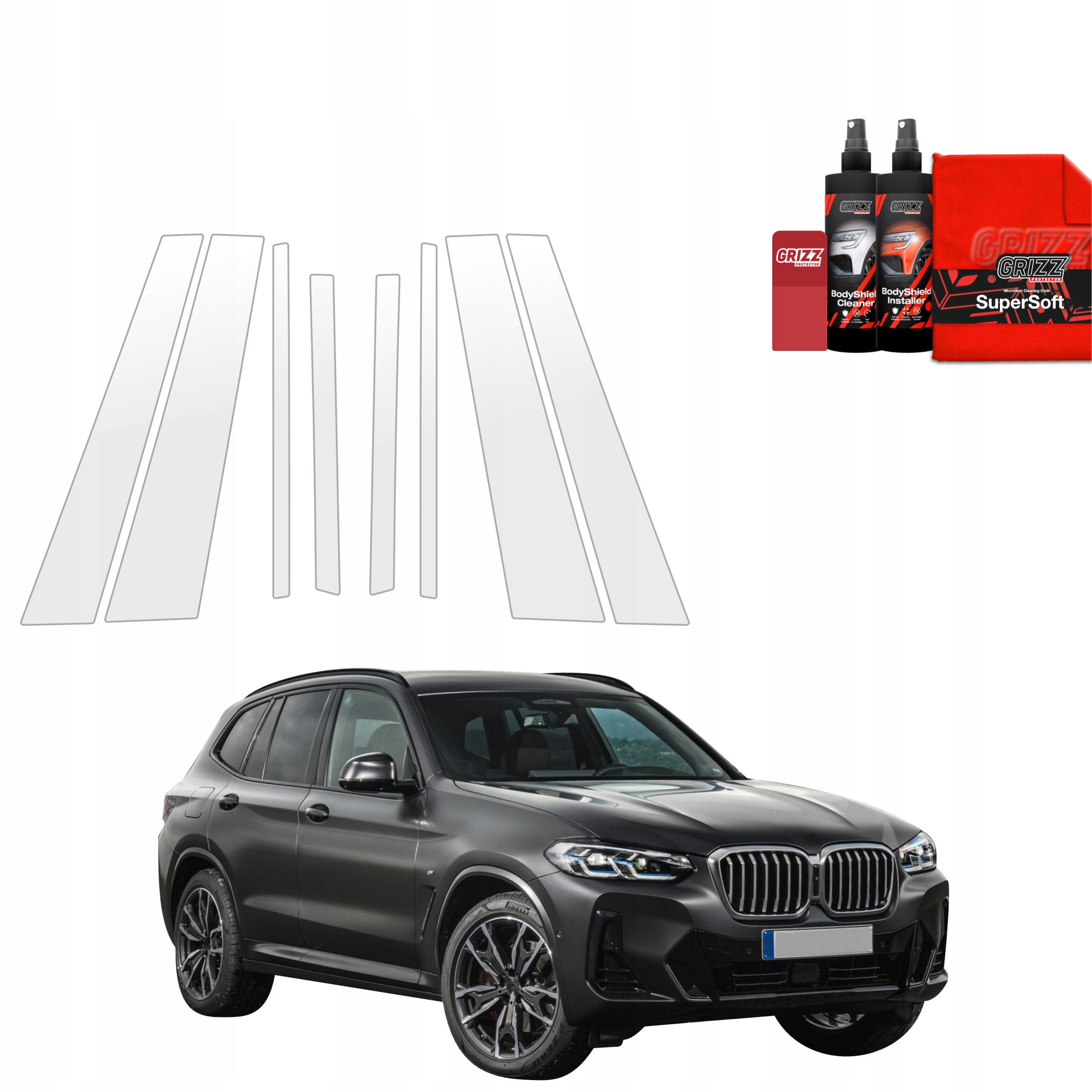 8v1 Fólie Ppf dýha na sloupky pro Bmw X3 (2021-2024)