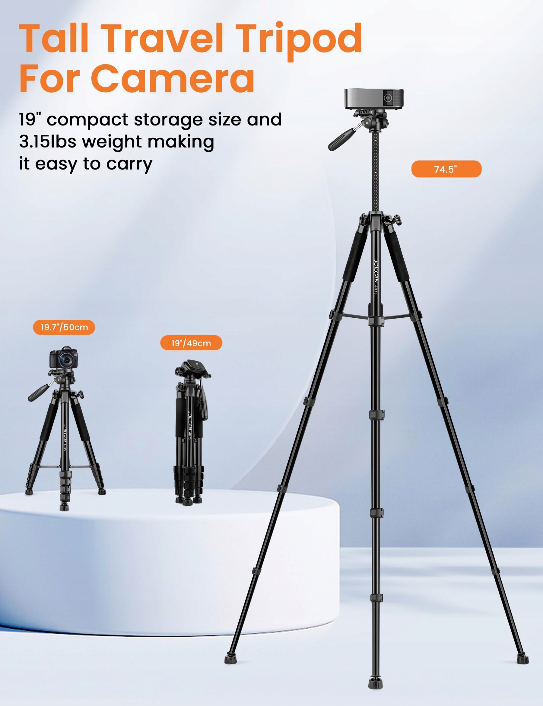 JOILCAN Statyw Aluminiowy 190cm Do Aparatów Canon Nikon i Smartfonów — miniatura 7