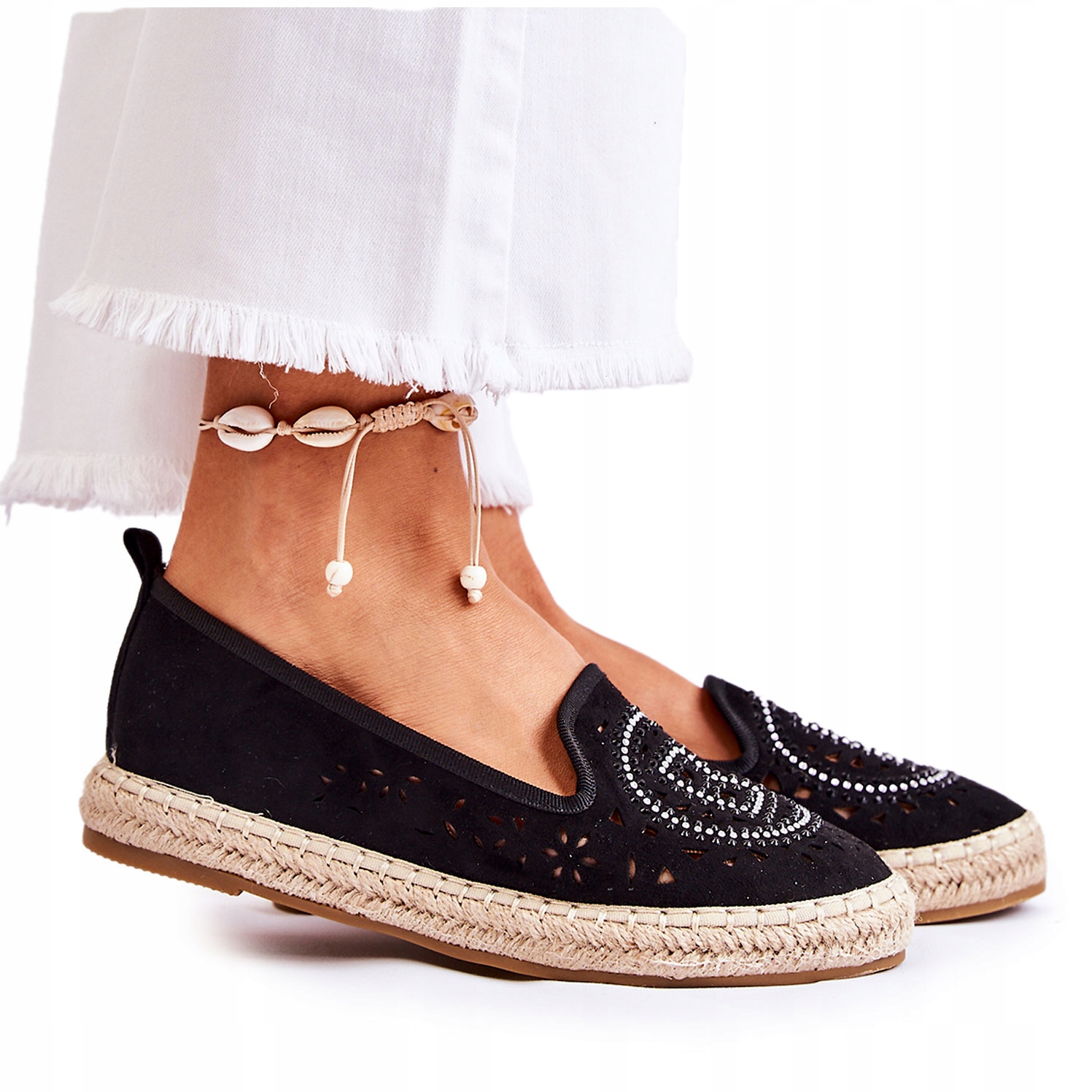 

Ażurowe Wsuwane Damskie Espadryle Czarne 37