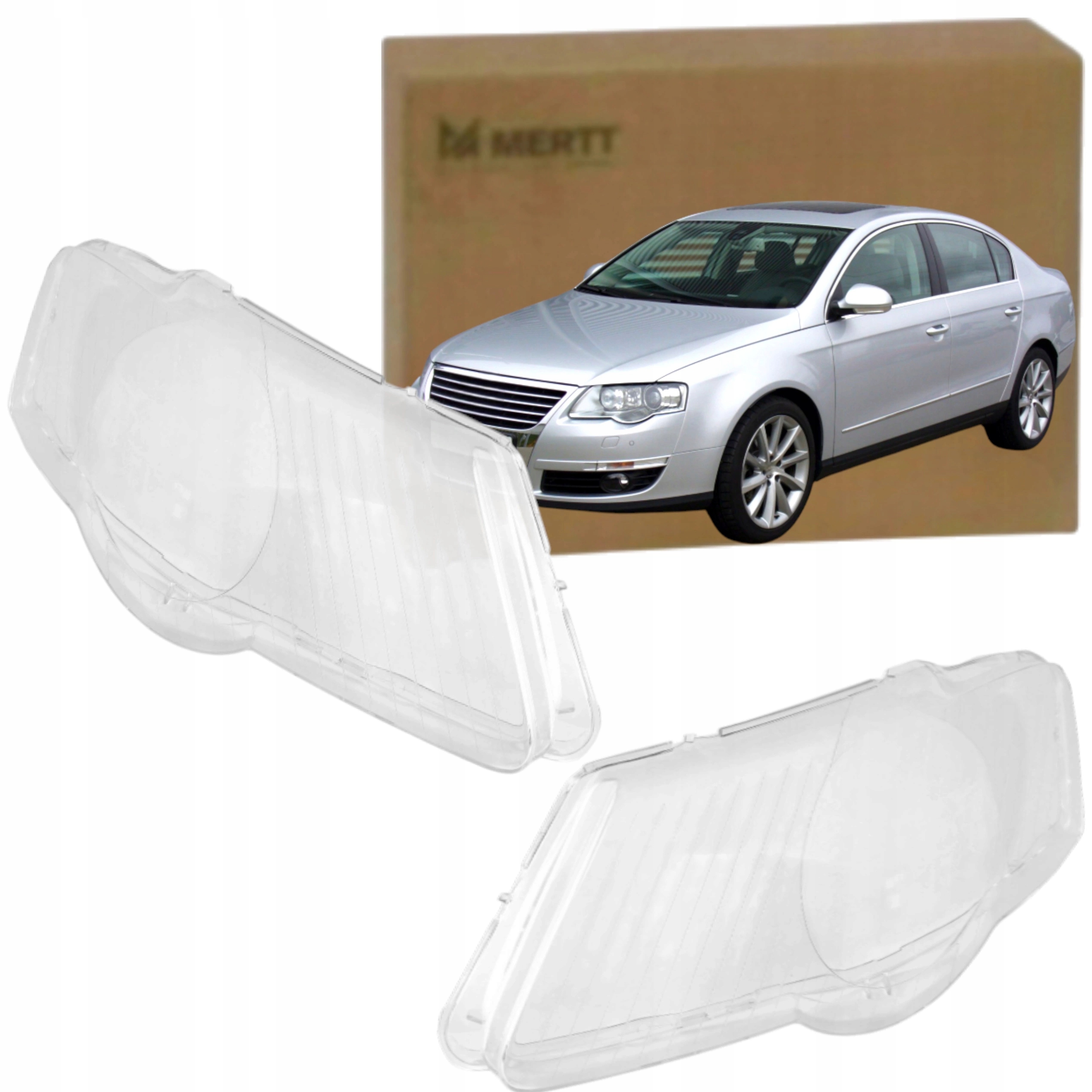 Sada x2 Stínidlo Pravé Levé sklo světlometu lampa Vw Passat B6 Bi-Xenon 05-10
