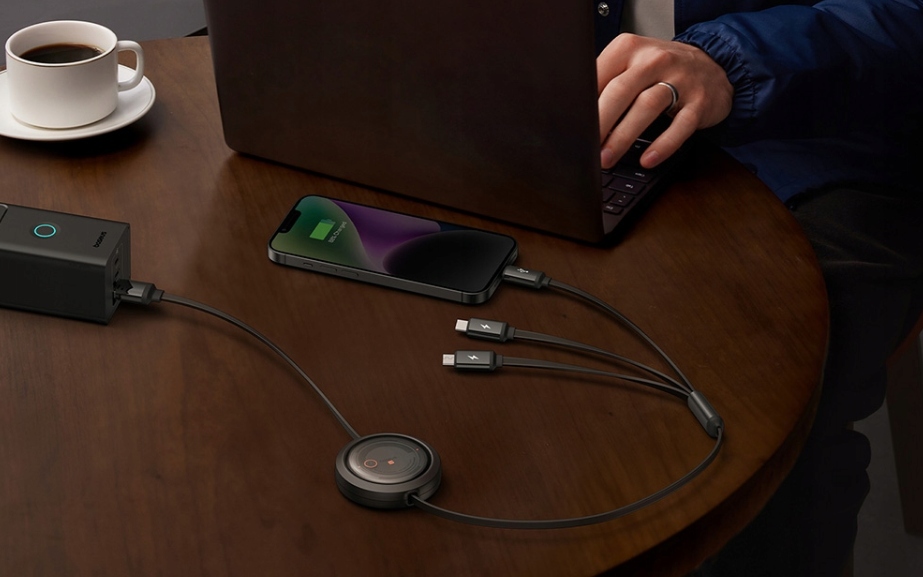 Kabel BASEUS Free2Draw USB-A-microUSB/Lightning/USB-C 1.1m (czarny) Konstrukcja płaski przewód
