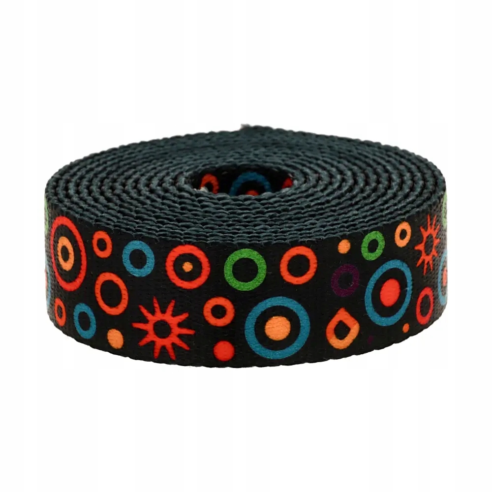 Popruh s potiskem Sublimace Cosmic Circles 48 m hladká 1,3 mm 20 mm